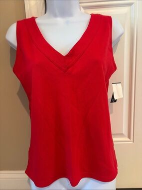 SML Sport Red Cotton V-Neck Sleeveless Tank
